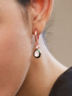Copper Pear Cut CZ Enamel Green Gold Drop Hoop Earring Bulk