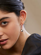 Copper Pear Cut CZ Enamel Green Gold Drop Hoop Earring Bulk