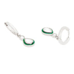 Copper Pear Cut CZ Enamel Green Gold Drop Hoop Earring Bulk