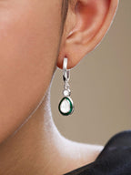 Copper Pear Cut CZ Enamel Green Gold Drop Hoop Earring Bulk