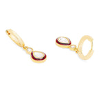 Copper Pear Cut CZ Enamel Maroon Red Gold Drop Hoop Earring Bulk