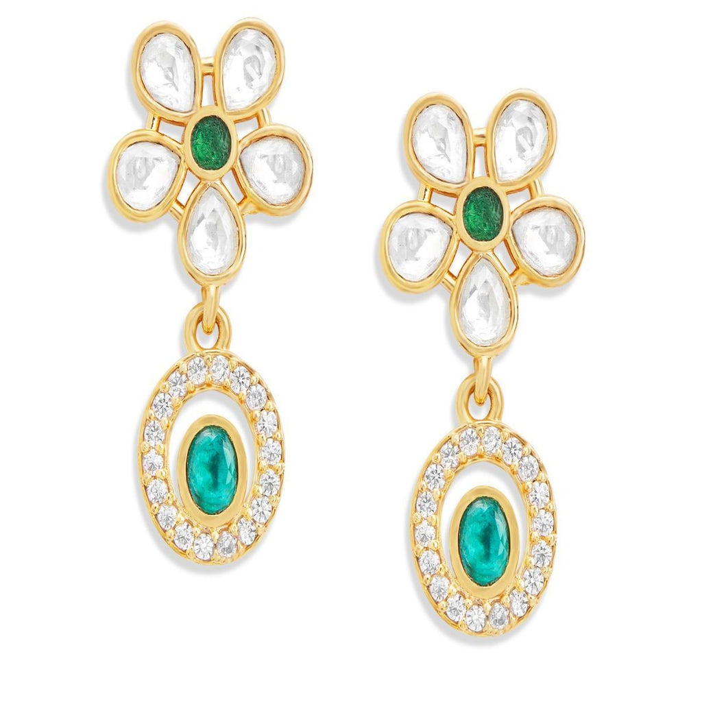 Copper Pear Cut CZ Flower Green Gold Dangler Drop Earring Bulk