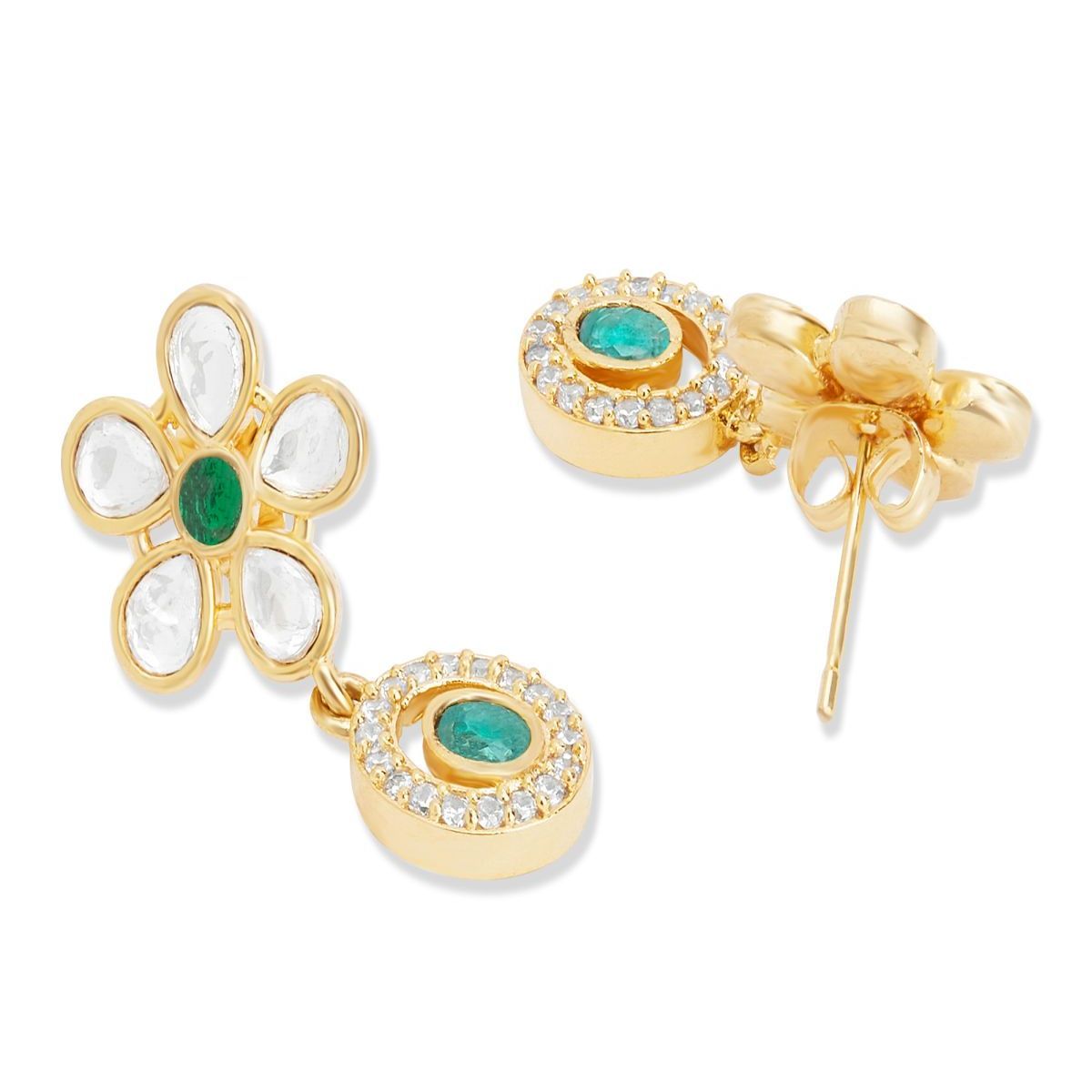 Copper Pear Cut CZ Flower Green Gold Dangler Drop Earring Bulk
