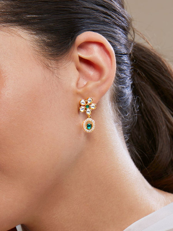 Copper Pear Cut CZ Flower Green Gold Dangler Drop Earring Bulk Main image