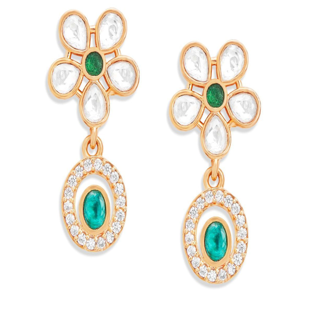 Copper Pear Cut CZ Flower Green Gold Dangler Drop Earring Bulk