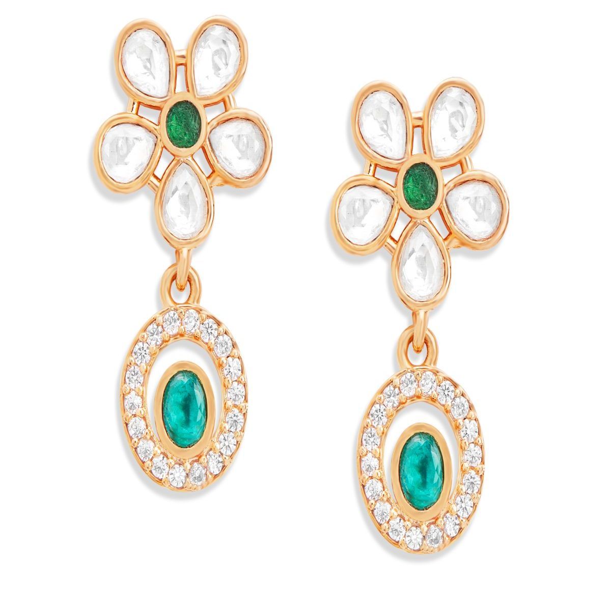 Copper Pear Cut CZ Flower Green Gold Dangler Drop Earring Bulk