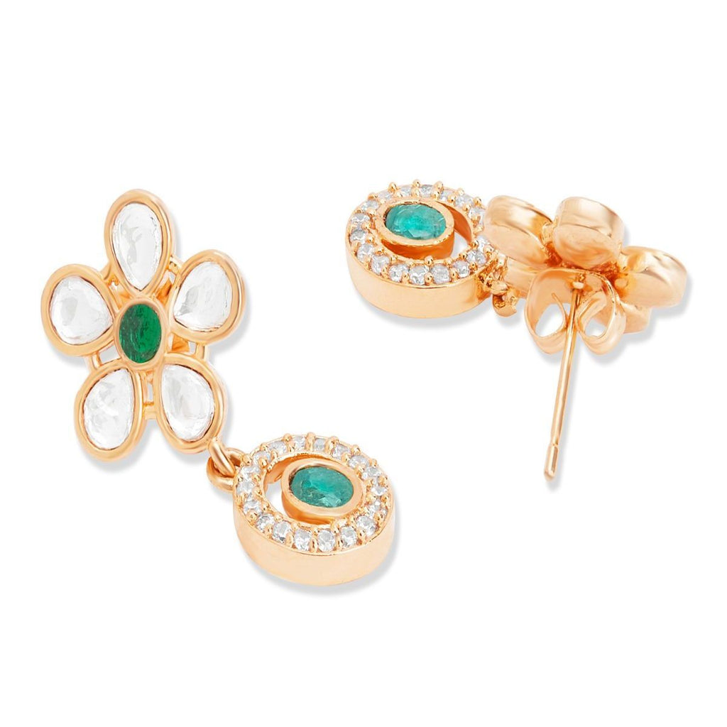 Copper Pear Cut CZ Flower Green Gold Dangler Drop Earring Bulk