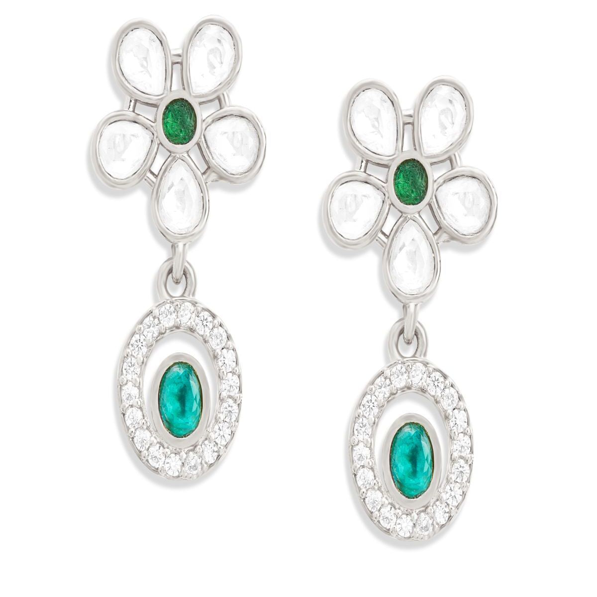 Copper Pear Cut CZ Flower Green Gold Dangler Drop Earring Bulk