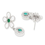 Copper Pear Cut CZ Flower Green Gold Dangler Drop Earring Bulk