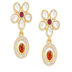 Copper Pear Cut CZ Flower Red Gold Dangler Drop Earring Bulk