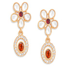 Copper Pear Cut CZ Flower Red Gold Dangler Drop Earring Bulk
