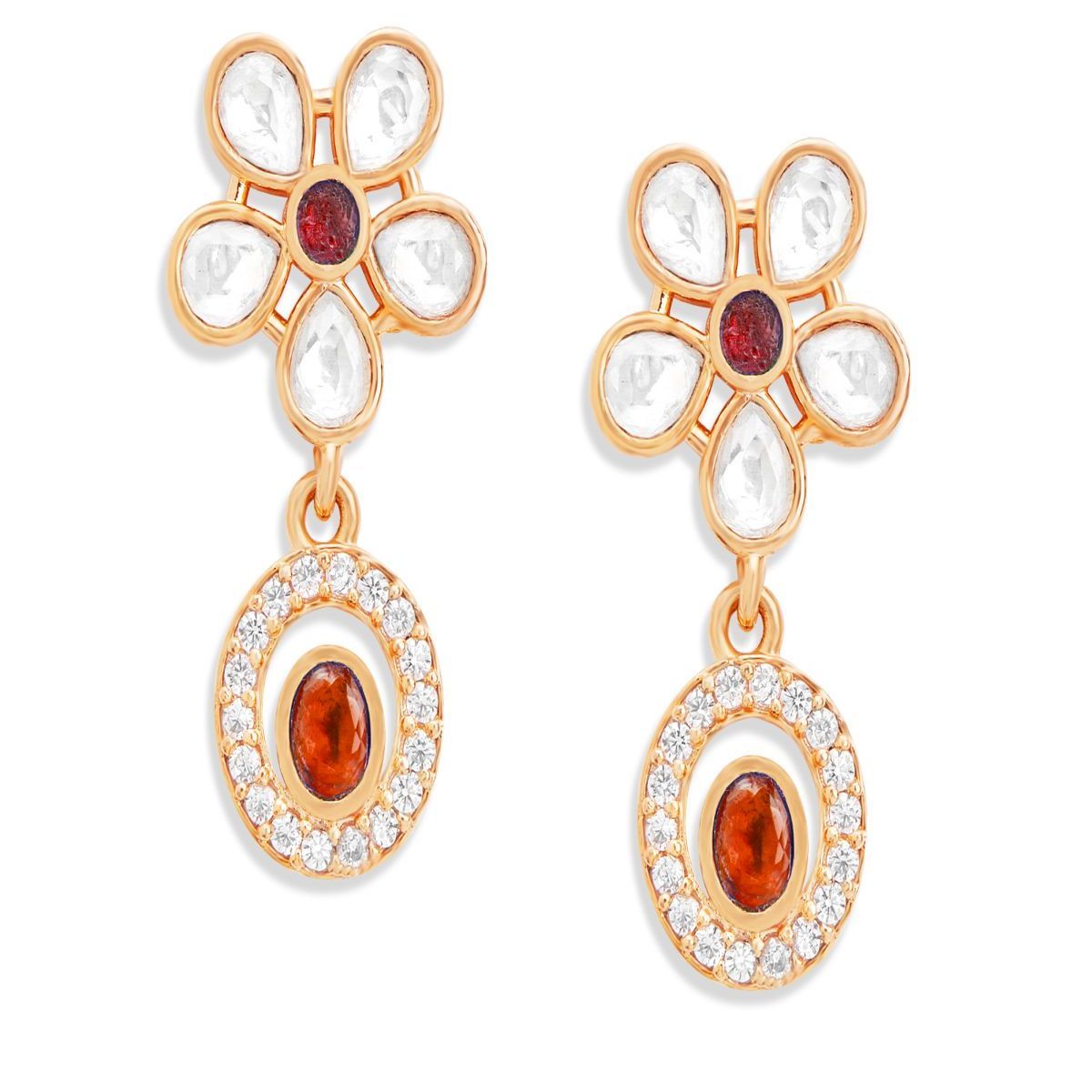 Copper Pear Cut CZ Flower Green Gold Dangler Drop Earring Bulk