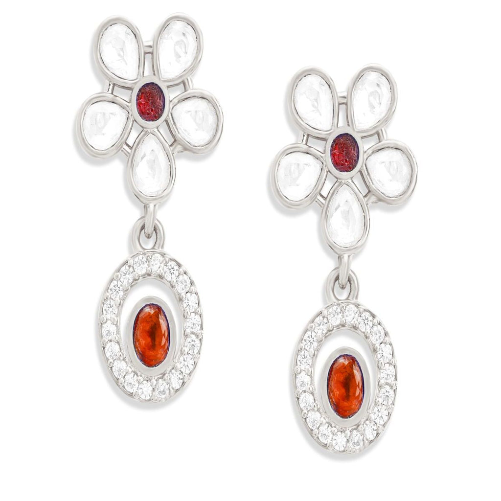 Copper Pear Cut CZ Flower Red Gold Dangler Drop Earring Bulk