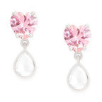 Copper CZ Crystal Heart Pink Gold Dangler Drop Earring Bulk