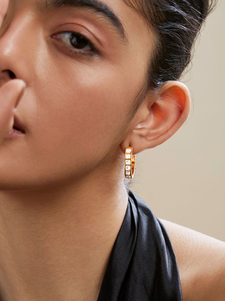 Copper Princess Cut Solitaires Cubic Zirconia Gold Hoop Earring Bulk