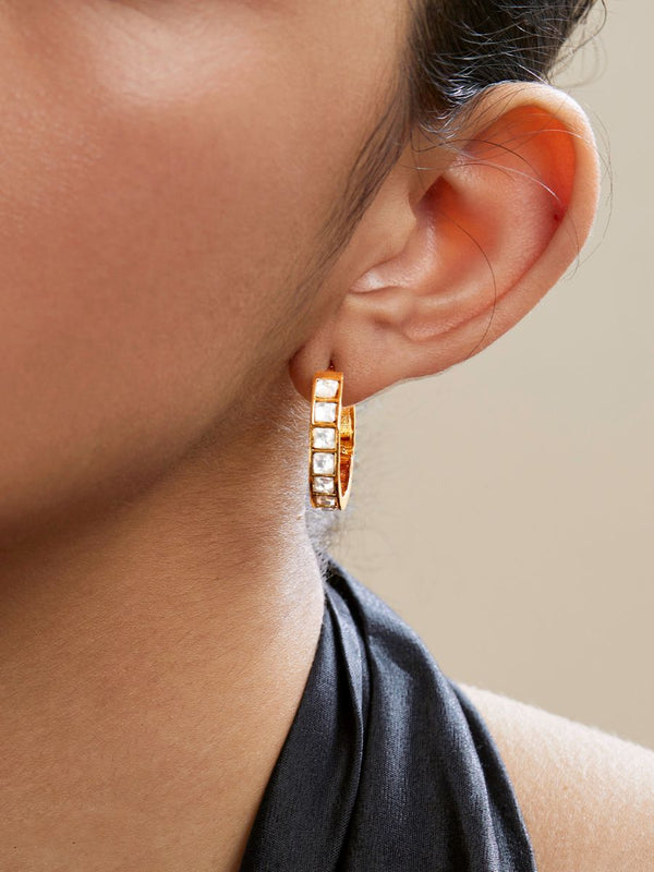 Copper Princess Cut Solitaires Cubic Zirconia Gold Hoop Earring Bulk Main image