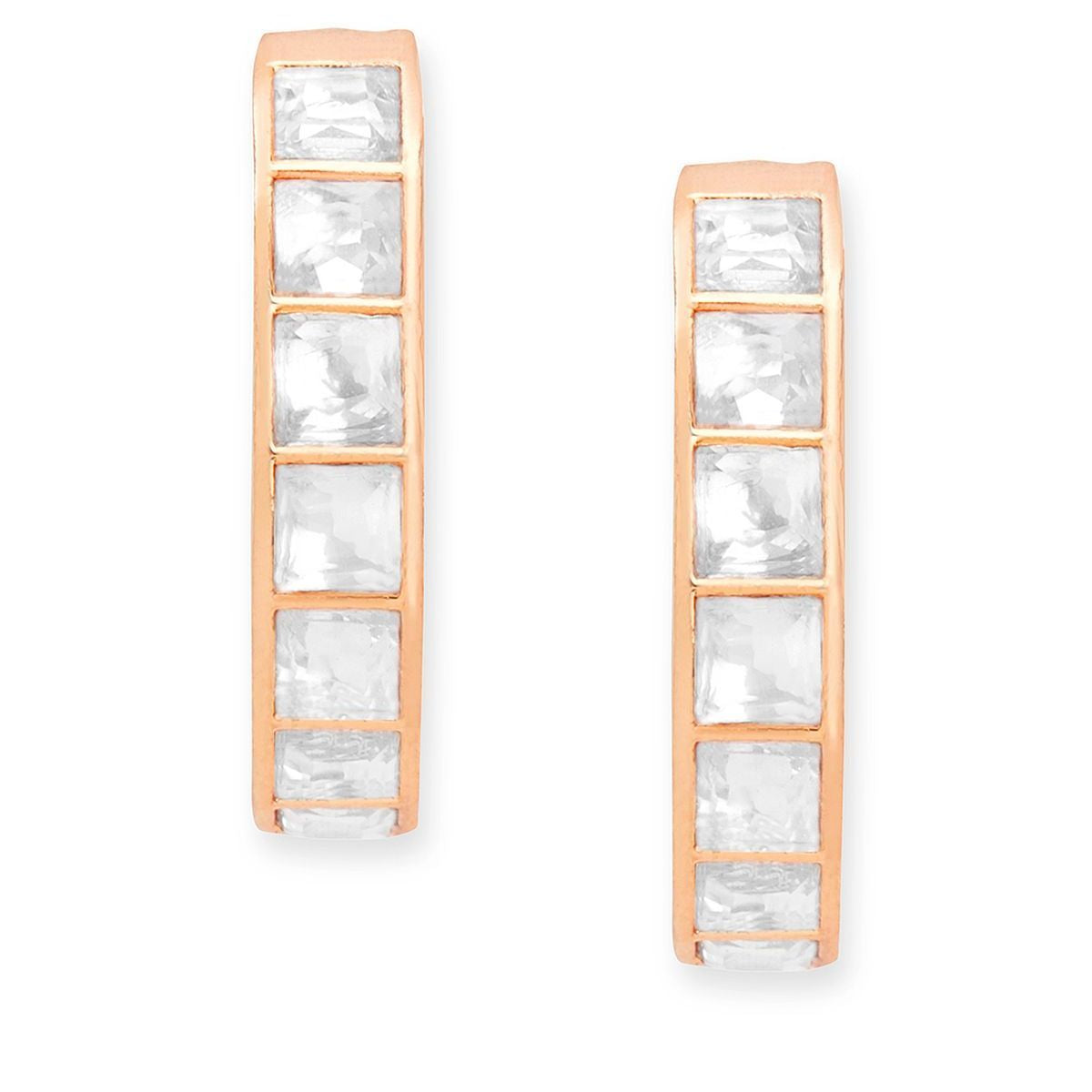Copper Princess Cut Solitaires Cubic Zirconia Gold Hoop Earring Bulk