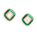 Copper Cushion Cut Cubic Zirconia Square Green Gold Stud Earring Bulk