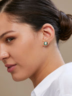 Copper Cushion Cut Cubic Zirconia Square Green Gold Stud Earring Bulk