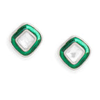 Copper Cushion Cut Cubic Zirconia Square Green Gold Stud Earring Bulk