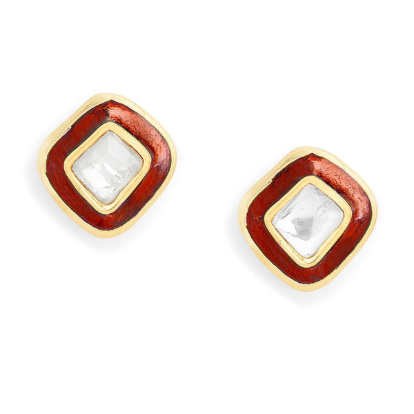 Copper Cushion Cut Cubic Zirconia Square Red Gold Stud Earring Bulk Secondary image