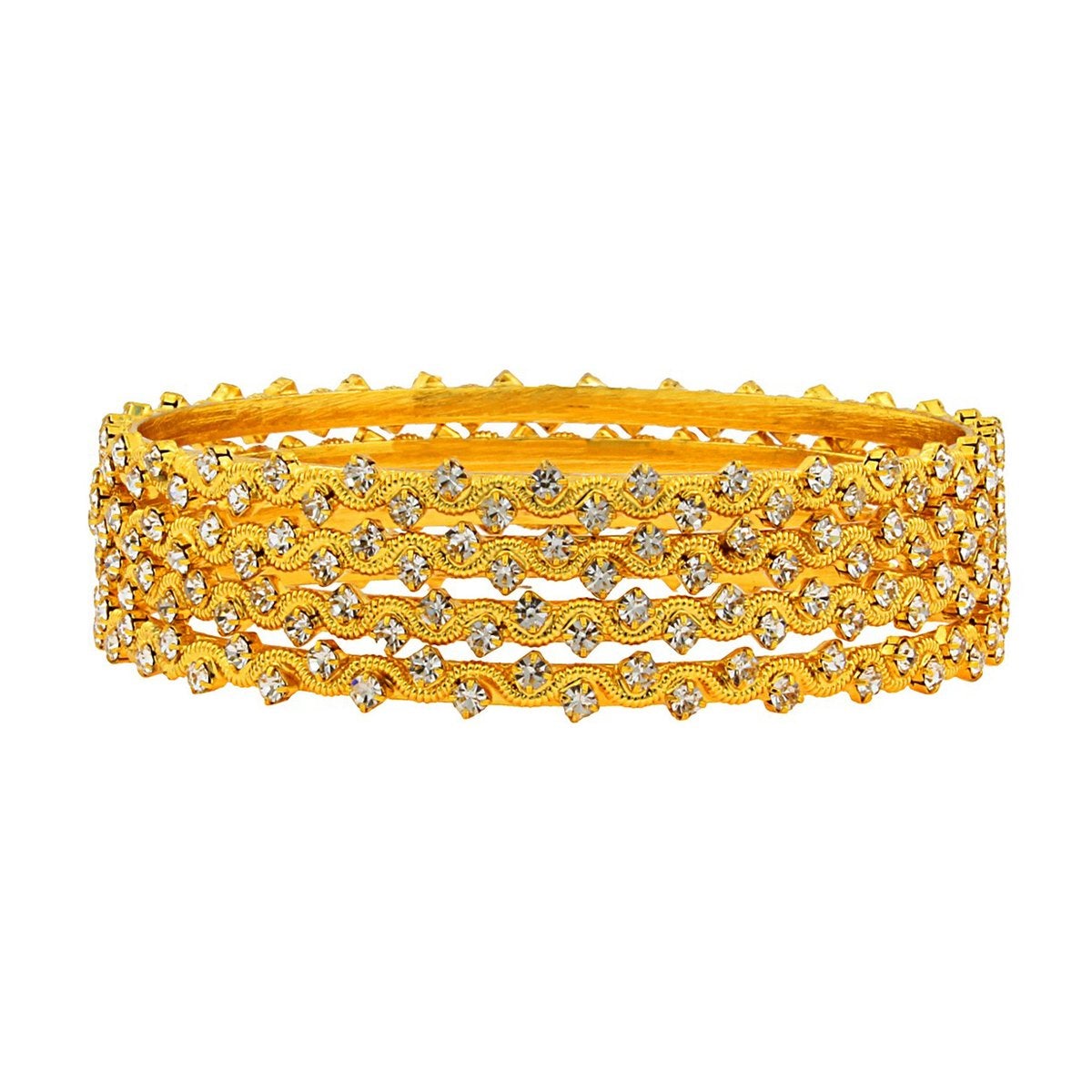 22K Gold Plated Classic American Diamond CZ Bangle Set Of 4 Bulk Secondary image