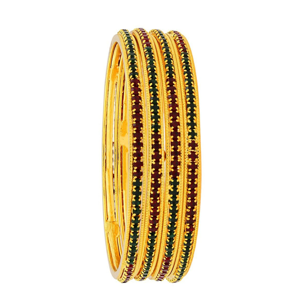 Â 22K Gold Plated Red Maroon Classic Eternity Bangle Set Of 4 Bulk