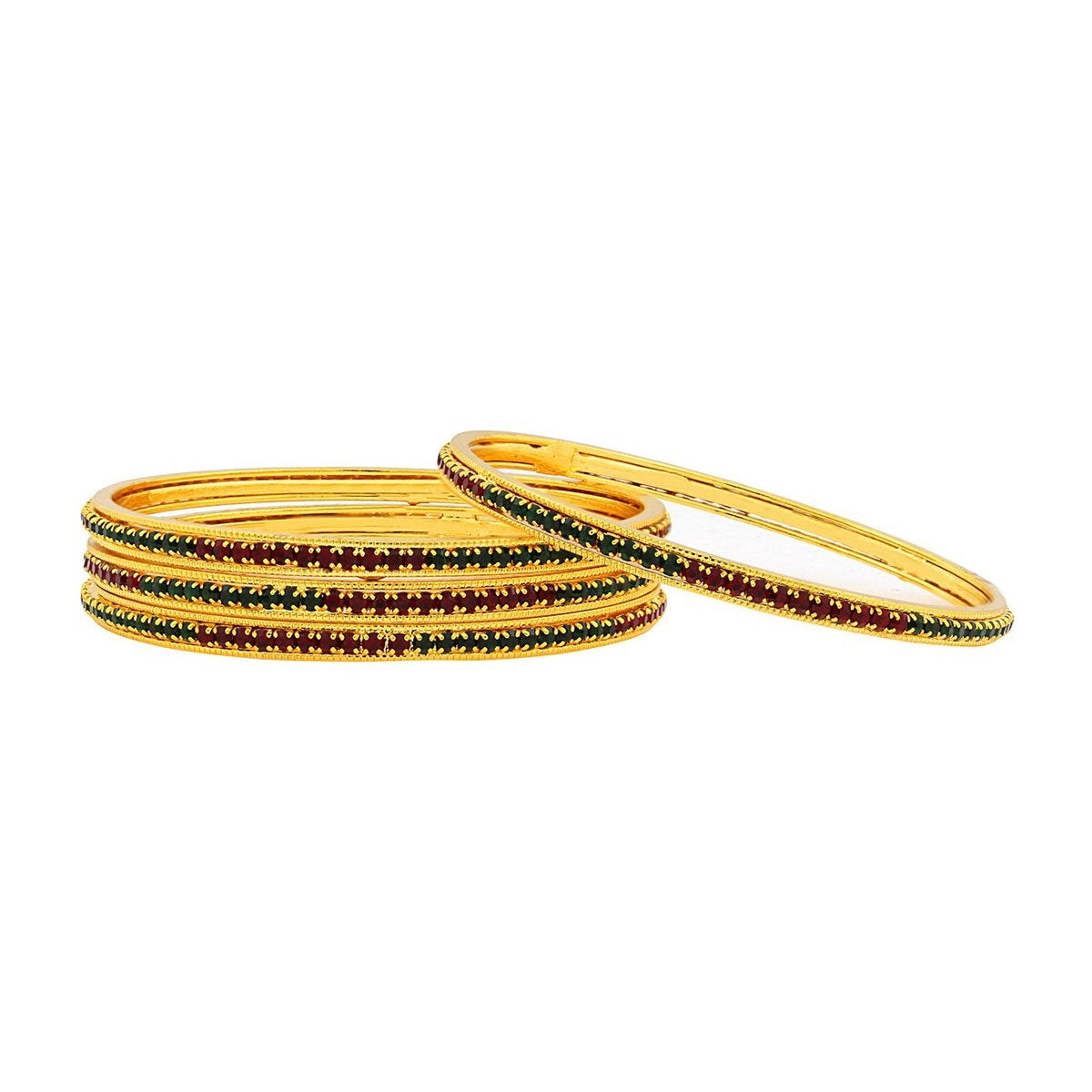 Â 22K Gold Plated Red Maroon Classic Eternity Bangle Set Of 4 Bulk