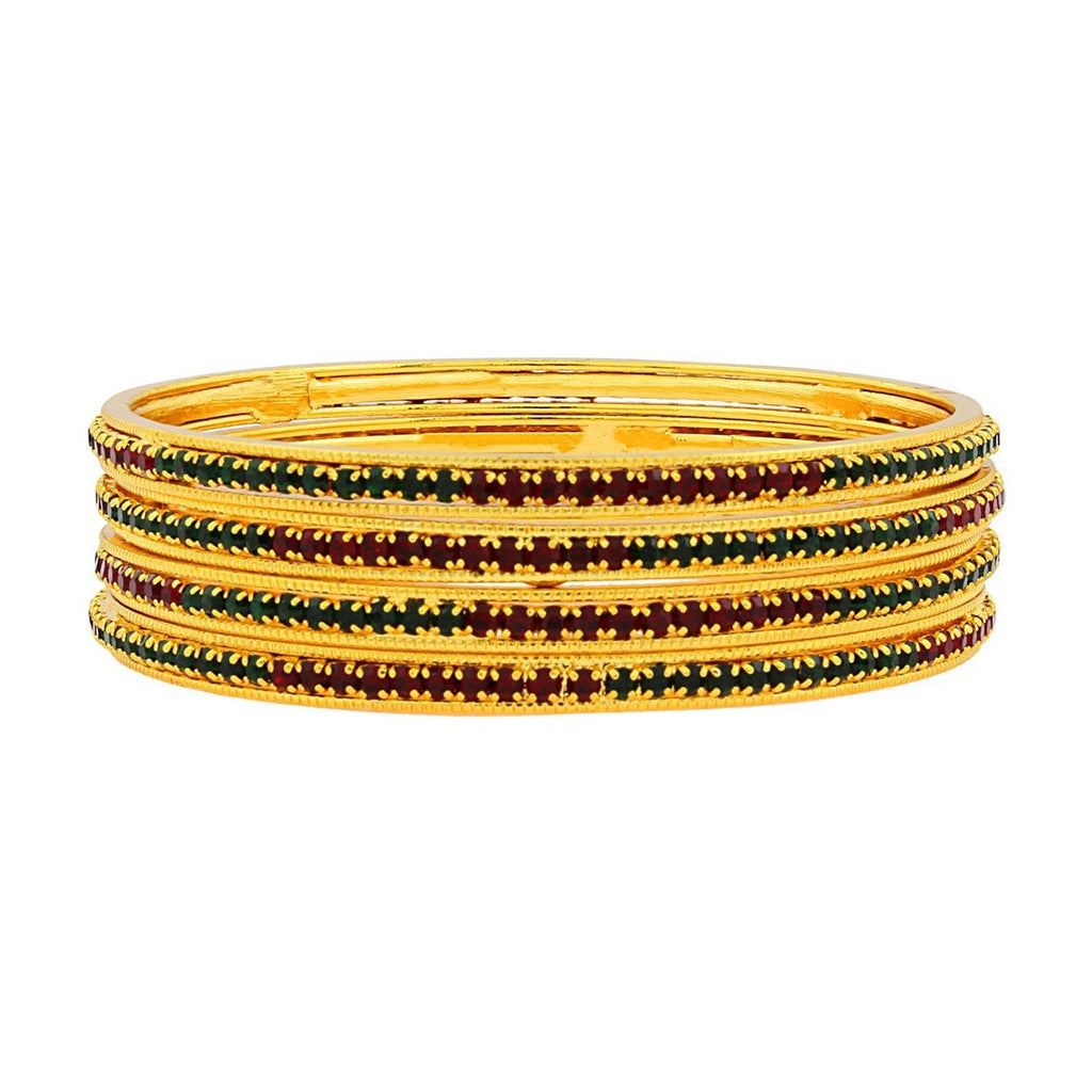 Â 22K Gold Plated Red Maroon Classic Eternity Bangle Set Of 4 Bulk