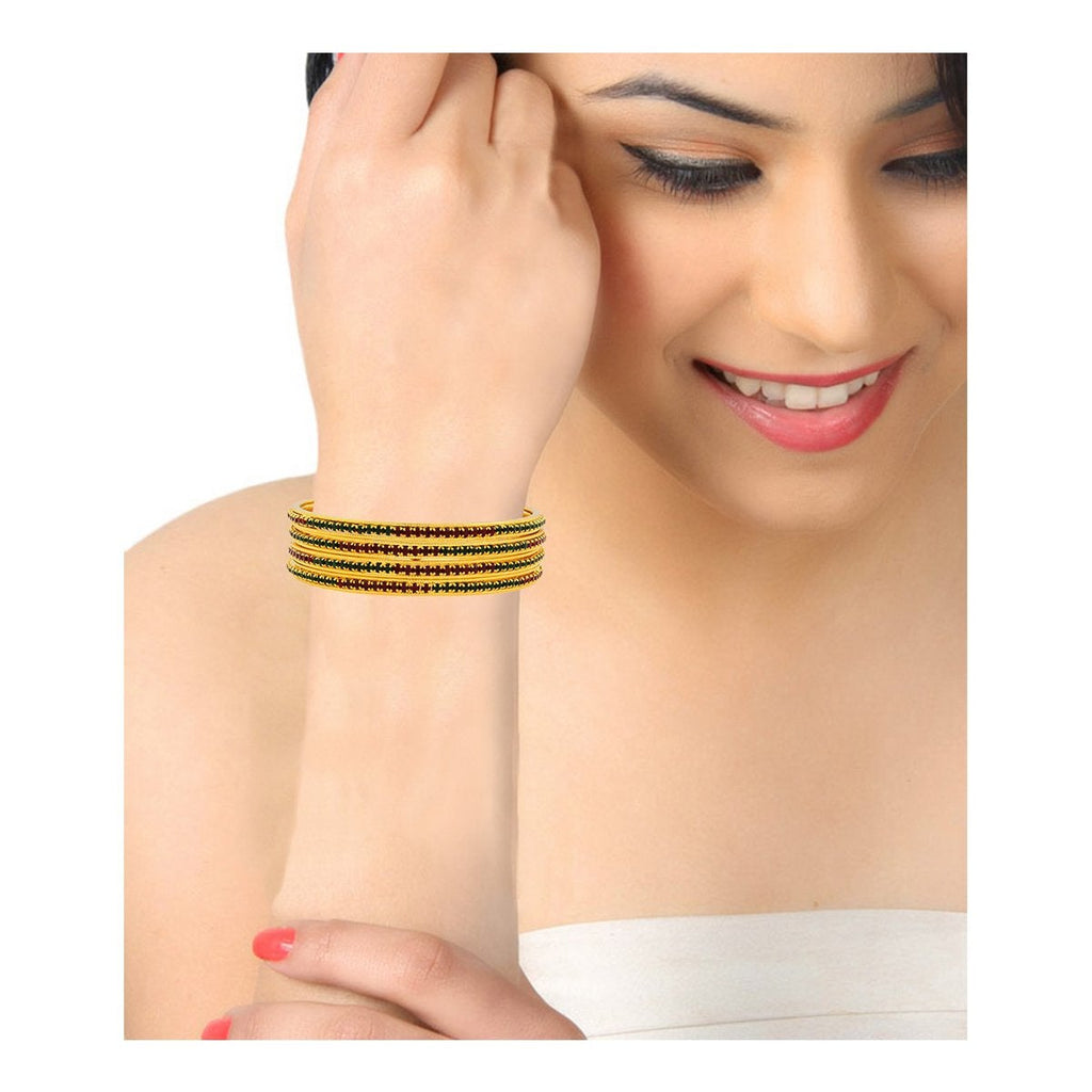 Â 22K Gold Plated Red Maroon Classic Eternity Bangle Set Of 4 Bulk