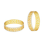 Filigree Flower Gold Plated Matte Rhodium Bangle Pair For Women Bulk