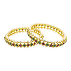 Maroon Green Gold Plated Kada Bangle Set Of 2 For Women Bulk