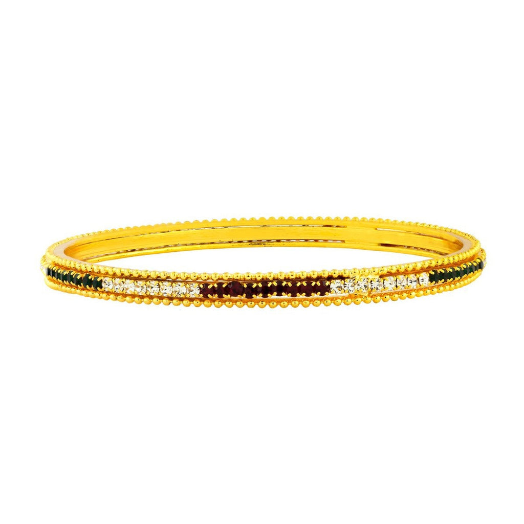 Eternity Red Green American Diamond Gold Bangle Set Of 2 (Pair) Bulk