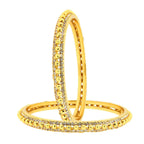 Ball American Diamond CZ 22K Gold Plated Brass Bangle Pair Women Bulk