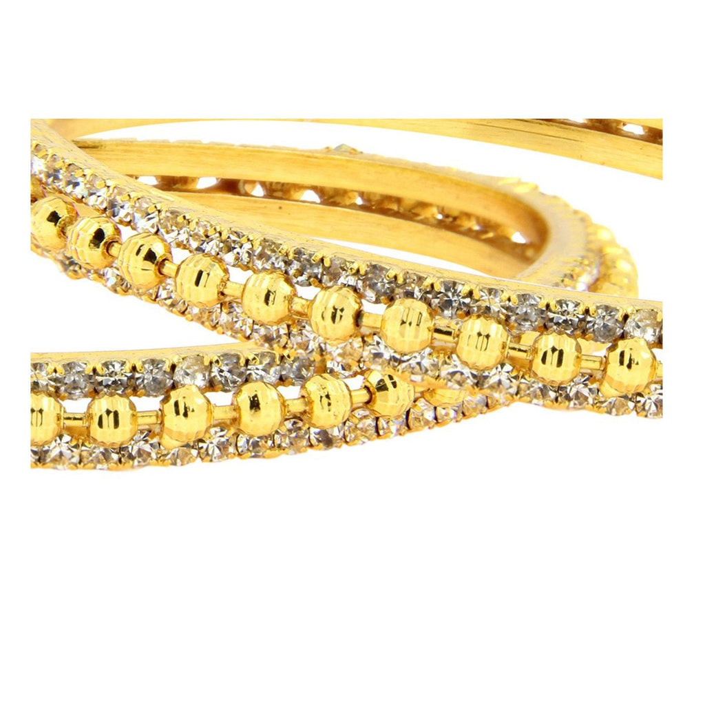 Ball American Diamond CZ 22K Gold Plated Brass Bangle Pair Women Bulk