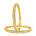 Ball American Diamond CZ 22K Gold Plated Brass Bangle Pair Women Bulk