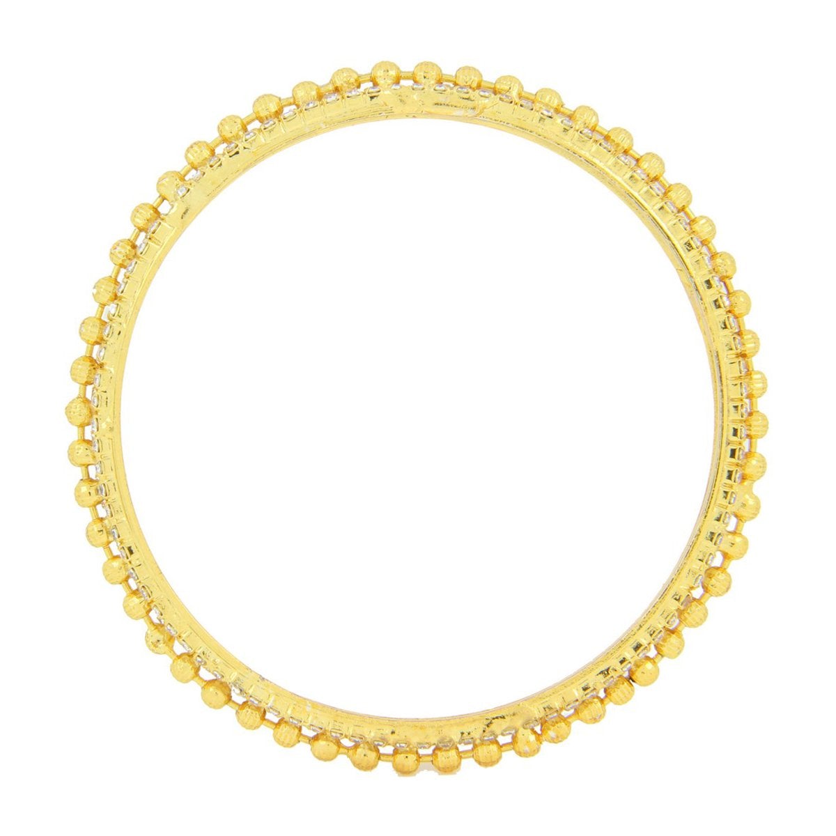 Ball American Diamond CZ 22K Gold Plated Brass Bangle Pair Women Bulk