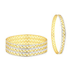 Waves 22K Gold Rhodium Plated Two Tone Bangle Set Of 4 For Women Bulk