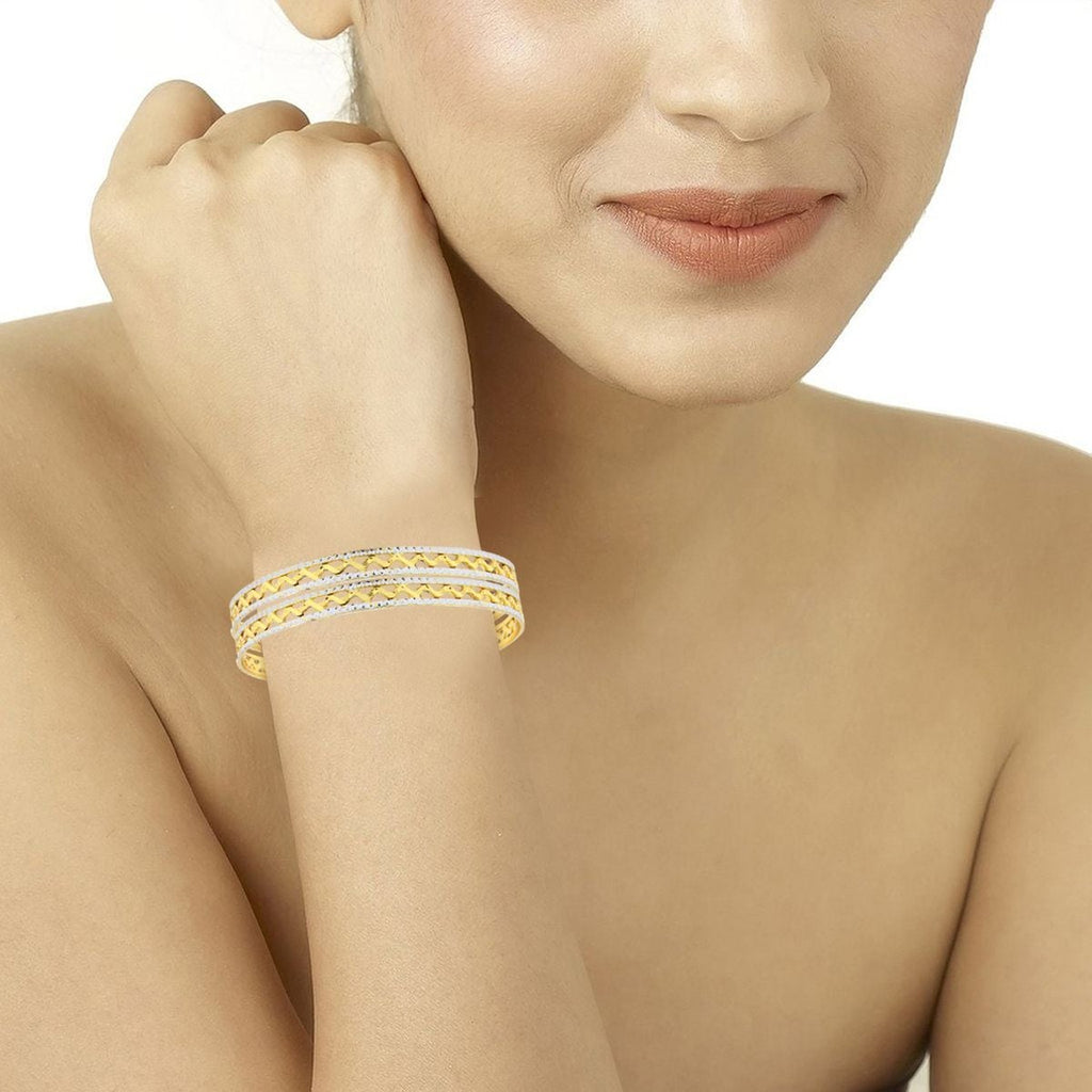 Waves 22K Gold Rhodium Plated Two Tone Bangle Set Of 4 For Women Bulk