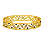 Floral Leaf Maroon American Diamond Cz 22K Gold Bangle Pair Women