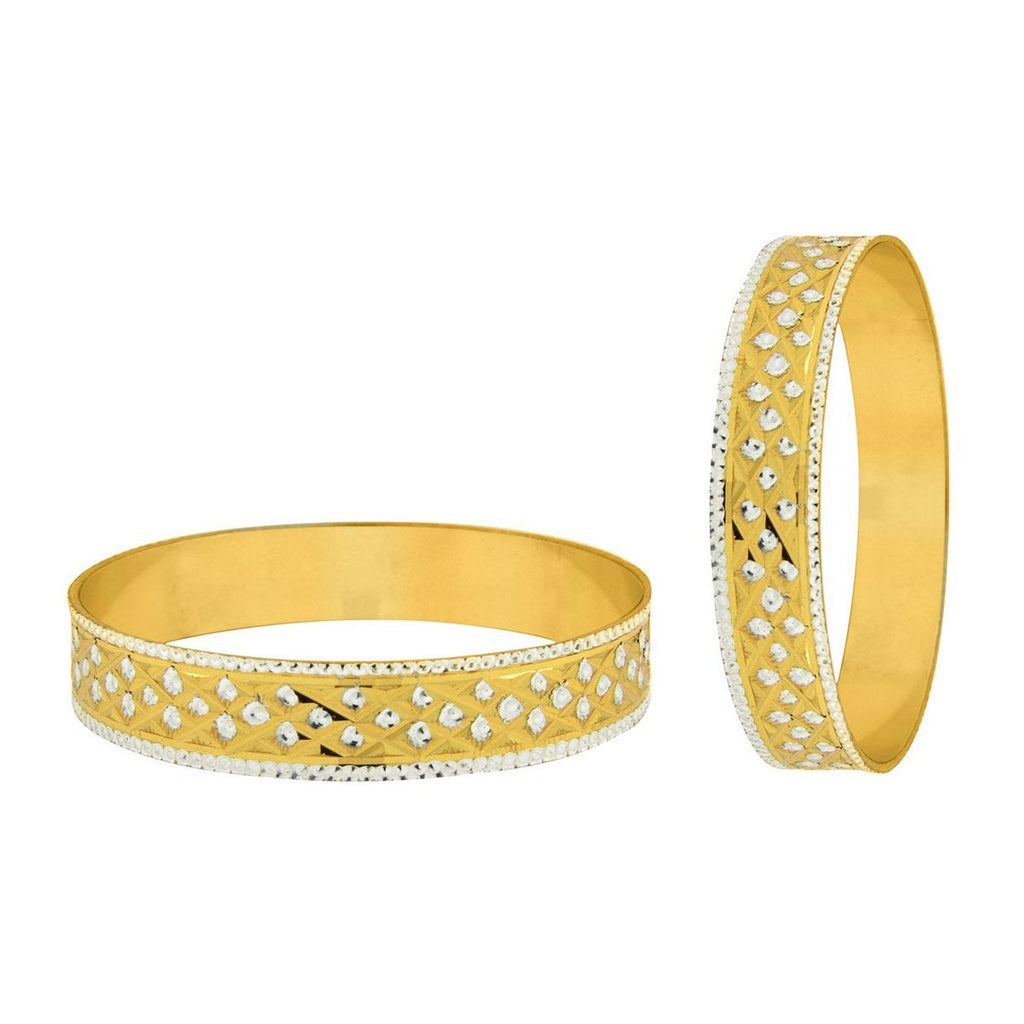 Just Like Real Laser Rhodium 22K Gold Kada Bangle Set Of 2 Women Bulk