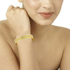 Just Like Real Laser Rhodium 22K Gold Kada Bangle Set Of 2 Women Bulk