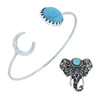 Elephant Oxidized Silver Plated Adjustable Ring Cuff Kada Combo Bulk