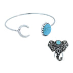 Elephant Oxidized Silver Plated Adjustable Ring Cuff Kada Combo Bulk