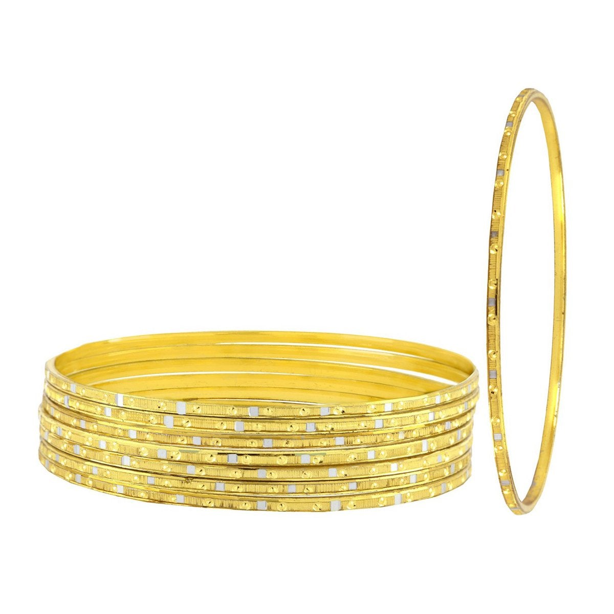 Wedding Traditional Gold Silver Metal Chuda Kada Bangle Set Of 8 Bulk Secondary image