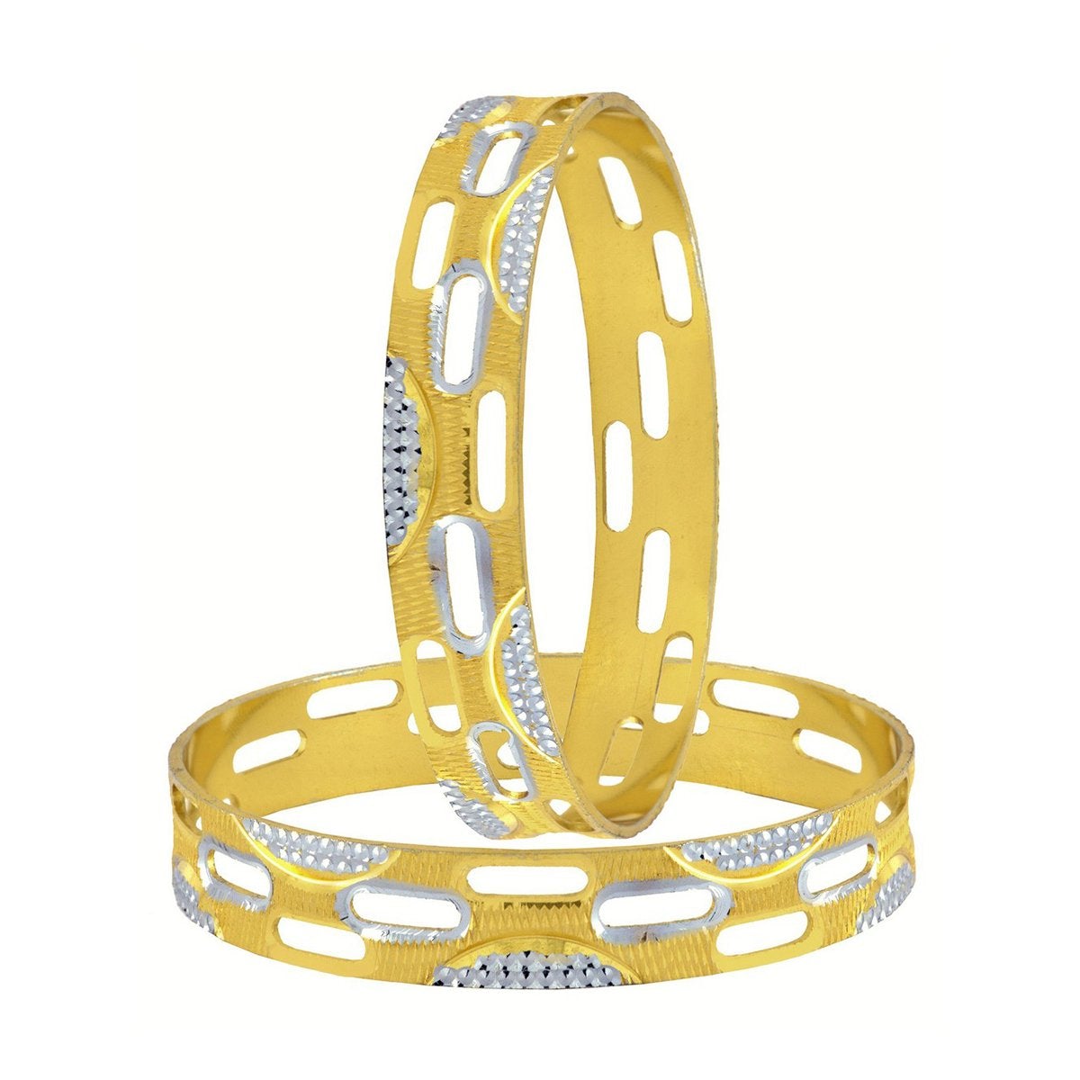 Wedding Designer 22K Gold Silver Metal Chuda Kada Bangle Set Of 2 Bulk Main image