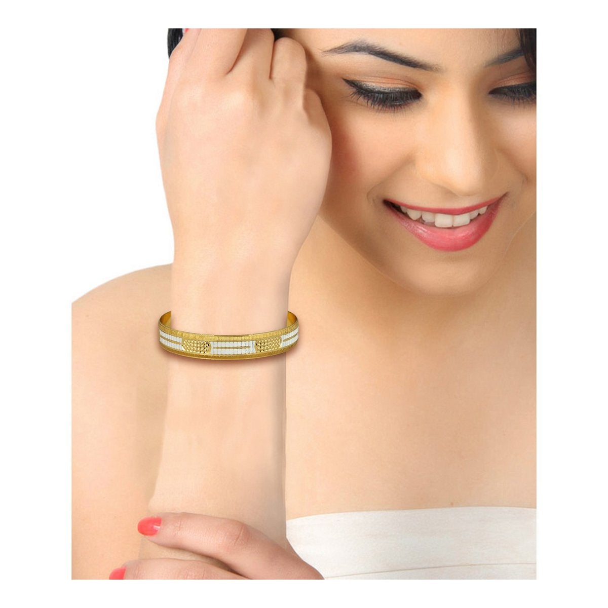 Wedding Traditional Gold Silver Metal Chuda Kada Bangle Set Of 2 Bulk