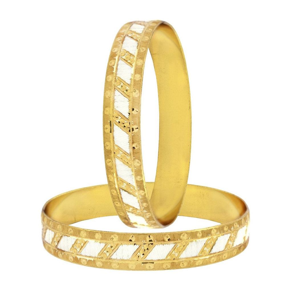 Wedding Designer 22K Gold Silver Metal Chuda Kada Bangle Set Of 2 Bulk