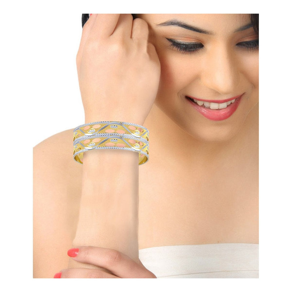 Wedding Filigree 22K Gold Silver Metal Chuda Kada Bangle Set Of 2 Bulk