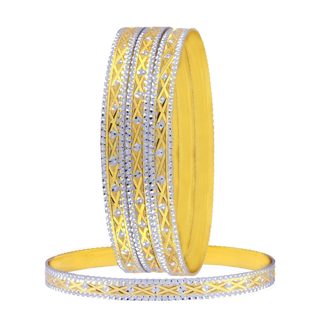 Wedding Designer 22K Gold Silver Metal Chuda Kada Bangle Set Of 4 Bulk